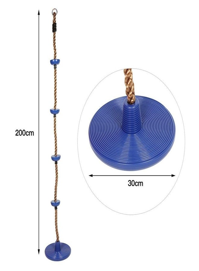 CHARMING TREASURES Tree Swing for Kids - Single Disc Seat Outdoor & Rainbow Climbing Rope with Platforms & Carabiner, Playground Accessories - Blue Color with Disc - Image 3